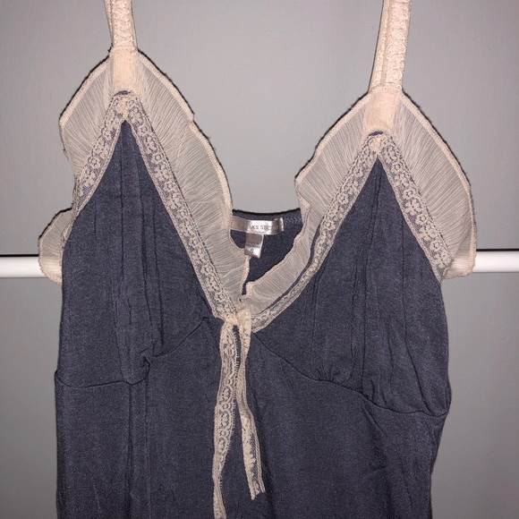 Victoria Secret Neglige Nightie Gray Cream Lace S - Picture 2 of 8